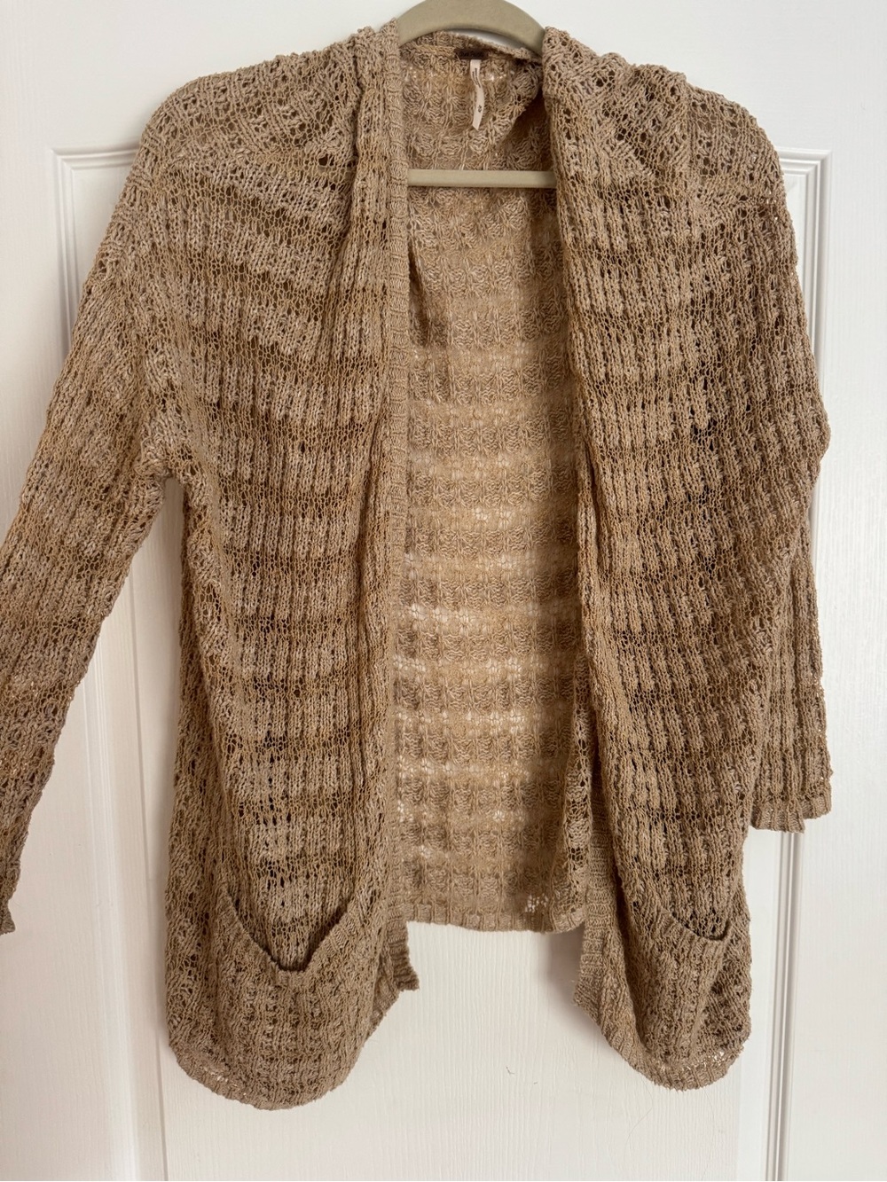Free People Open-Front Tan Knit Cardigan